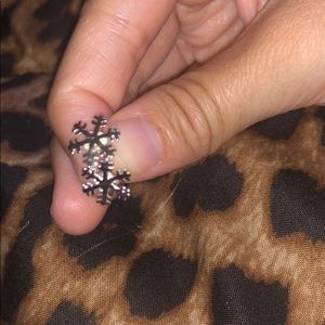 Silver snowflake studs